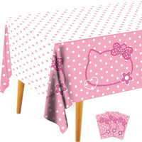3PCS Demon Hunters Birthday Tablecloth Decorations - Bow Kitten Tablecloth