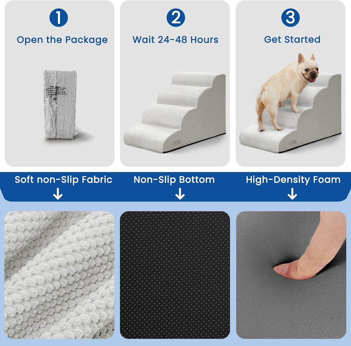 Dog Stairs for Small Dogs & Cats - Light Grey / 4 - image 3