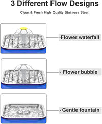 Wonder Creature Crystal Cat Water Fountain Stainless Steel Lid - Blue+1 Filter+1 Sponge - image 3
