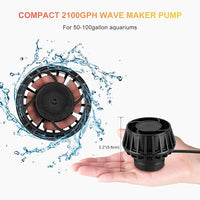 2100GPH Aquarium Wave Maker with Controller Mini DC 24V 12W Powerhead with Magnetic Mounting, Wavemaker with LED Display for 50 to 100 Gallon Tank