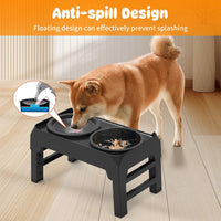 URPOWER Raised Dog Bowls 4 Height Adjustable Elevated Bowl Stand – Essentials for Dogs - Matte Black - image 2