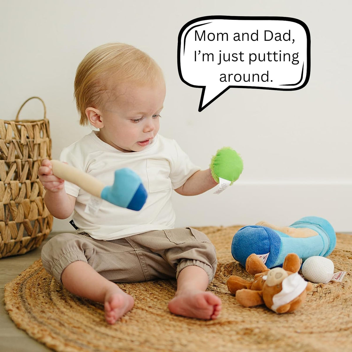 Genius Baby Toys My First Golf Bag plush baby golf toy set with club, ball, tee and teddy bear - view 8