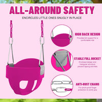 Perantlb toddler swing set with high back bucket seat and swing seat hanging from a tree - view 16