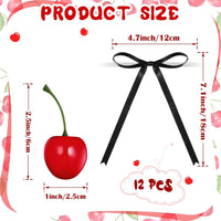 Chunful fake cherry cake toppers with red polyester bows - view 35