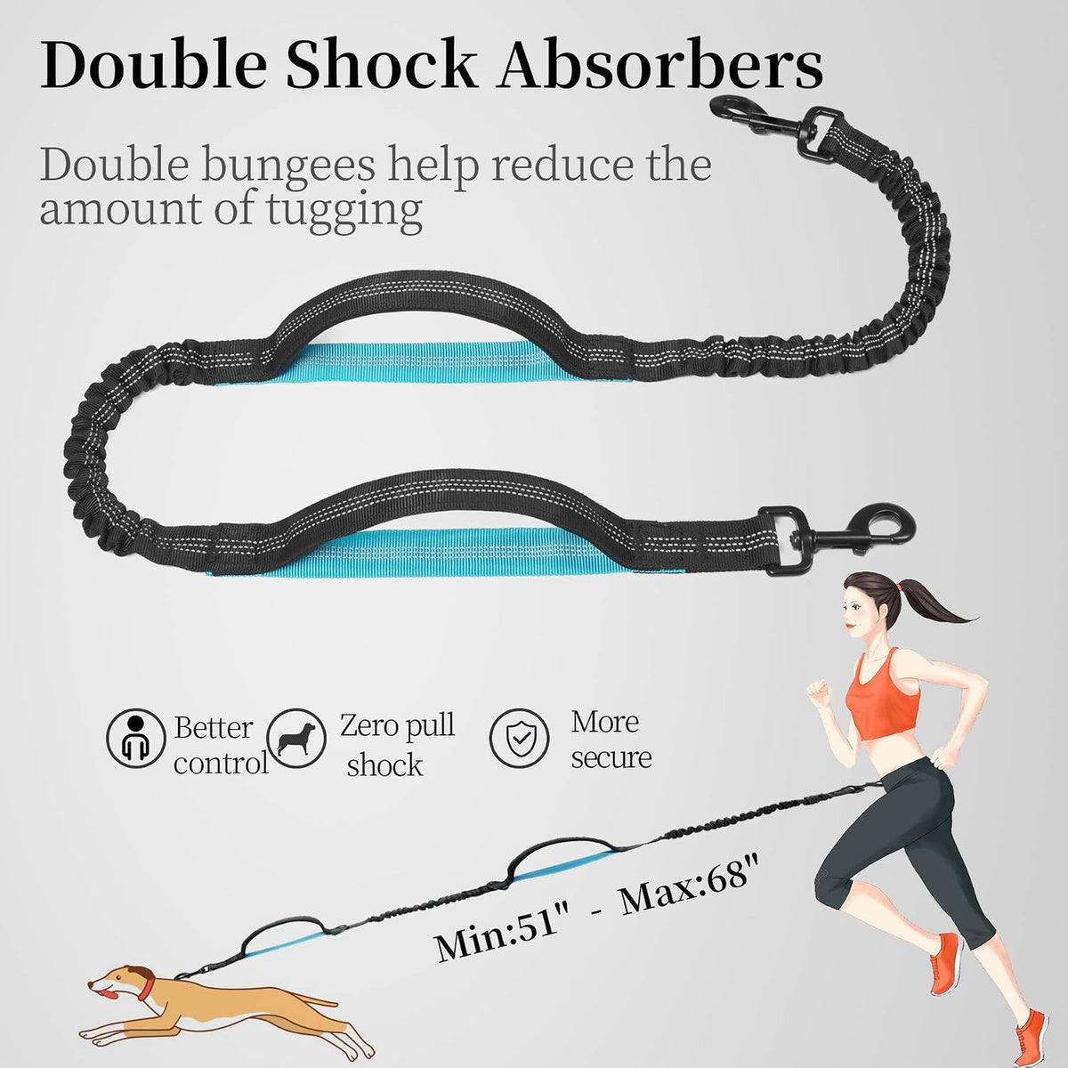Hands Free Dog Leash with Zipper Pouch - Black / Medium - image 4