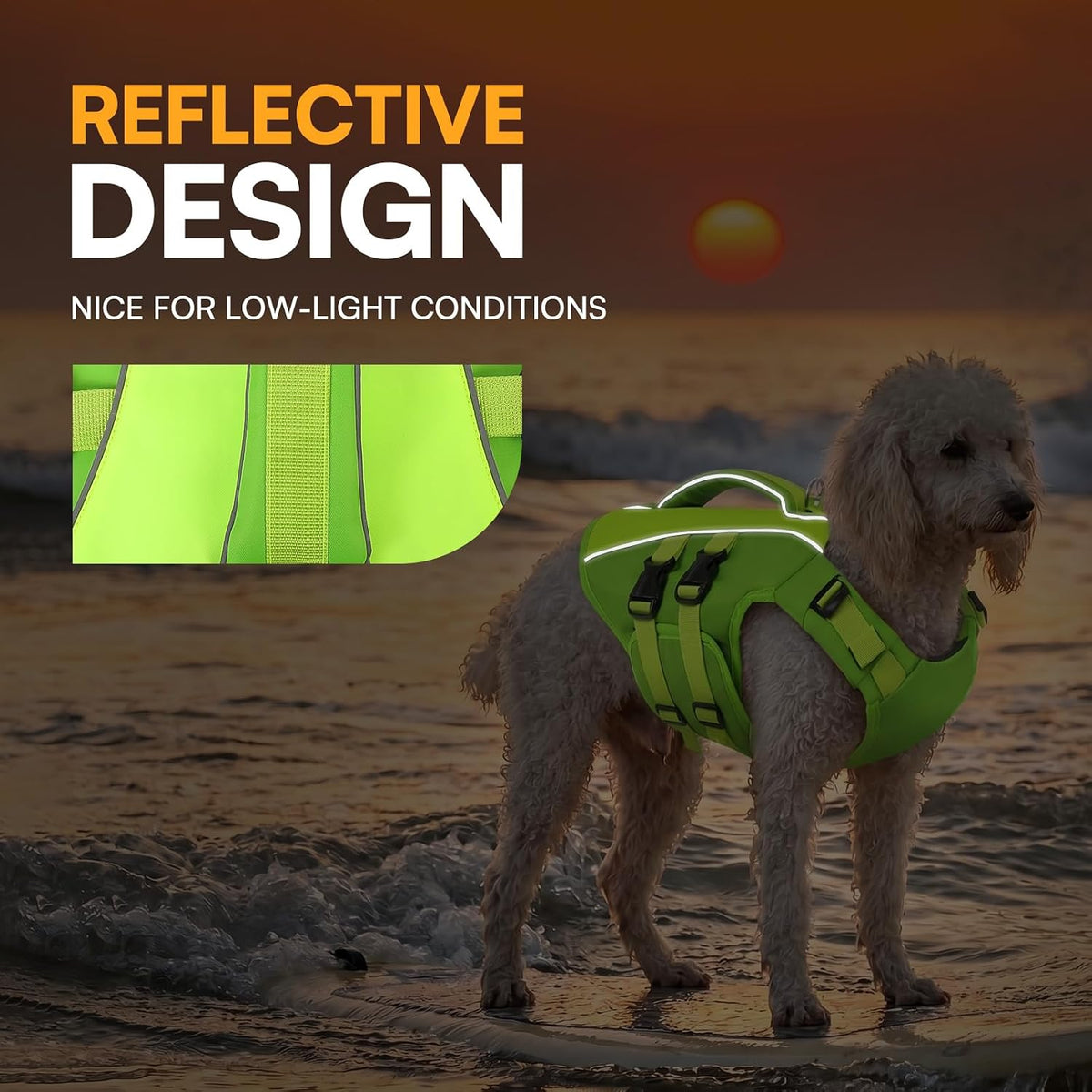 Dog Life Jacket Medium,Ripstop Dog Flotation Vest for Medium Dogs – Essentials for Dogs - Medium / Green - image 3
