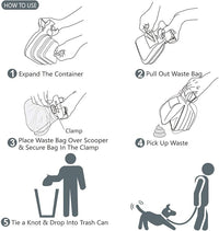Pooper Scooper, Portable and Handheld Size for Walking Large and Small Dogs Outside Yard or Travel Outdoors, Pup Poop Scoop with Container and 30pcs Pet Waste Bag Attachment