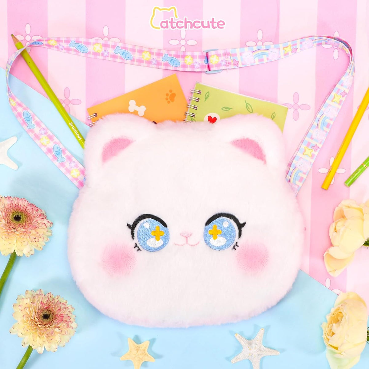 CatchCute cow plush crossbody bag for kids with horns, ears and adjustable strap - view 7