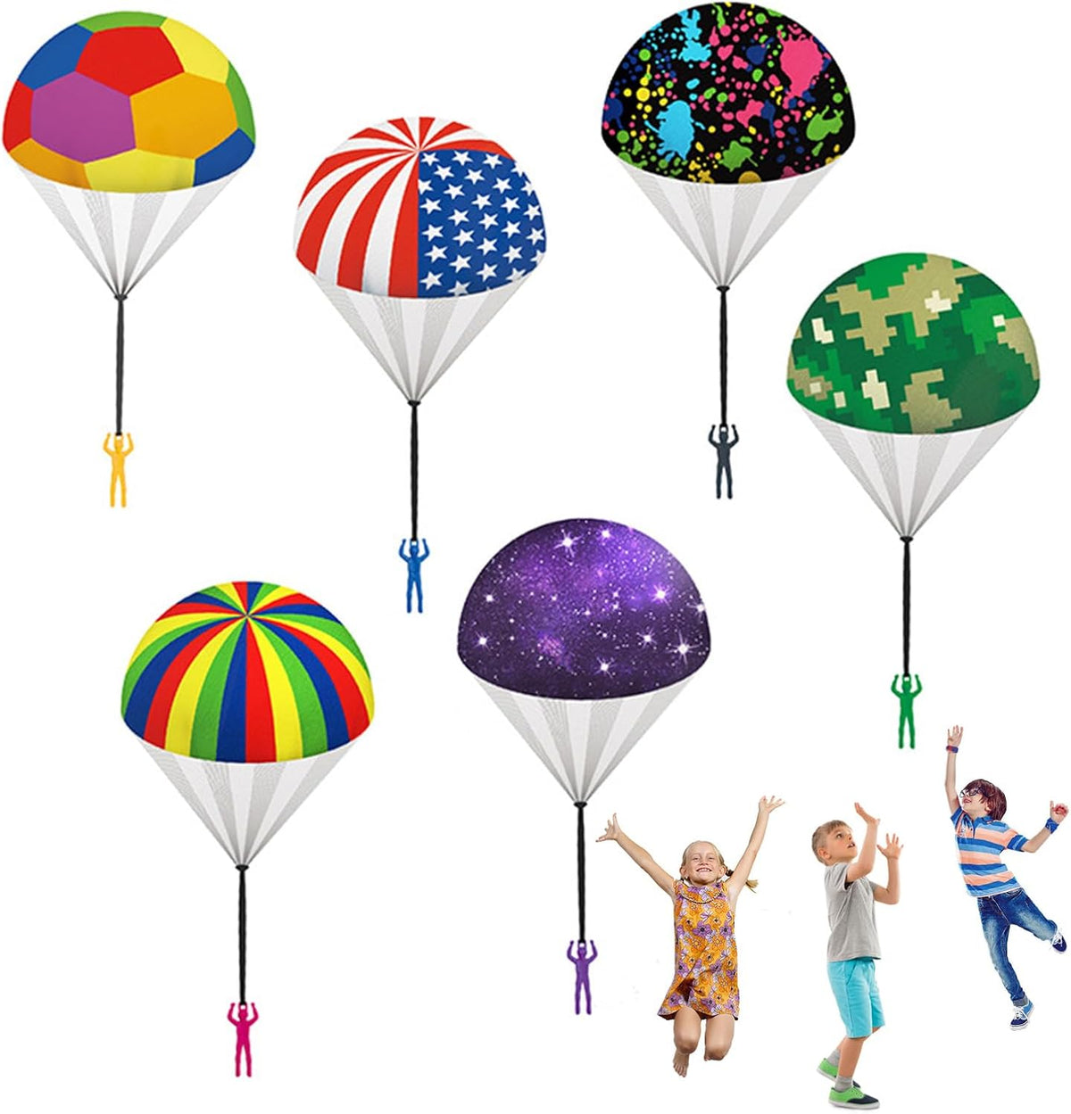Utosday 10 pack parachute toys for kids with colorful canopies and paratrooper figures - view 2