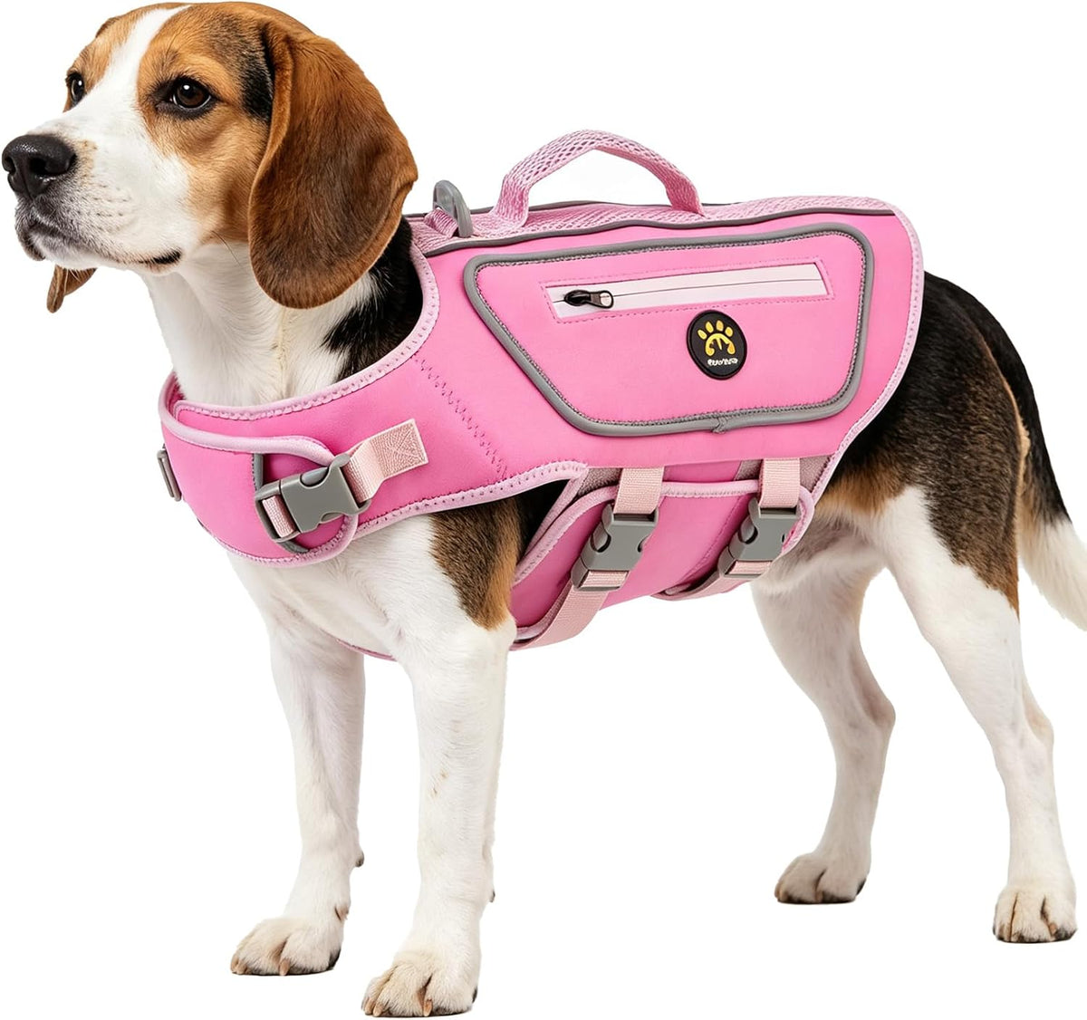 Dog Life Jacket, Good Visibility Pet Swimming Vest for Boating L – Essentials for Dogs - LightPink / Medium