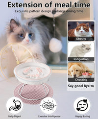 Ceramic Elevated Slow Feeder Cat Bowl, Anti Vomit - Pink - image 3