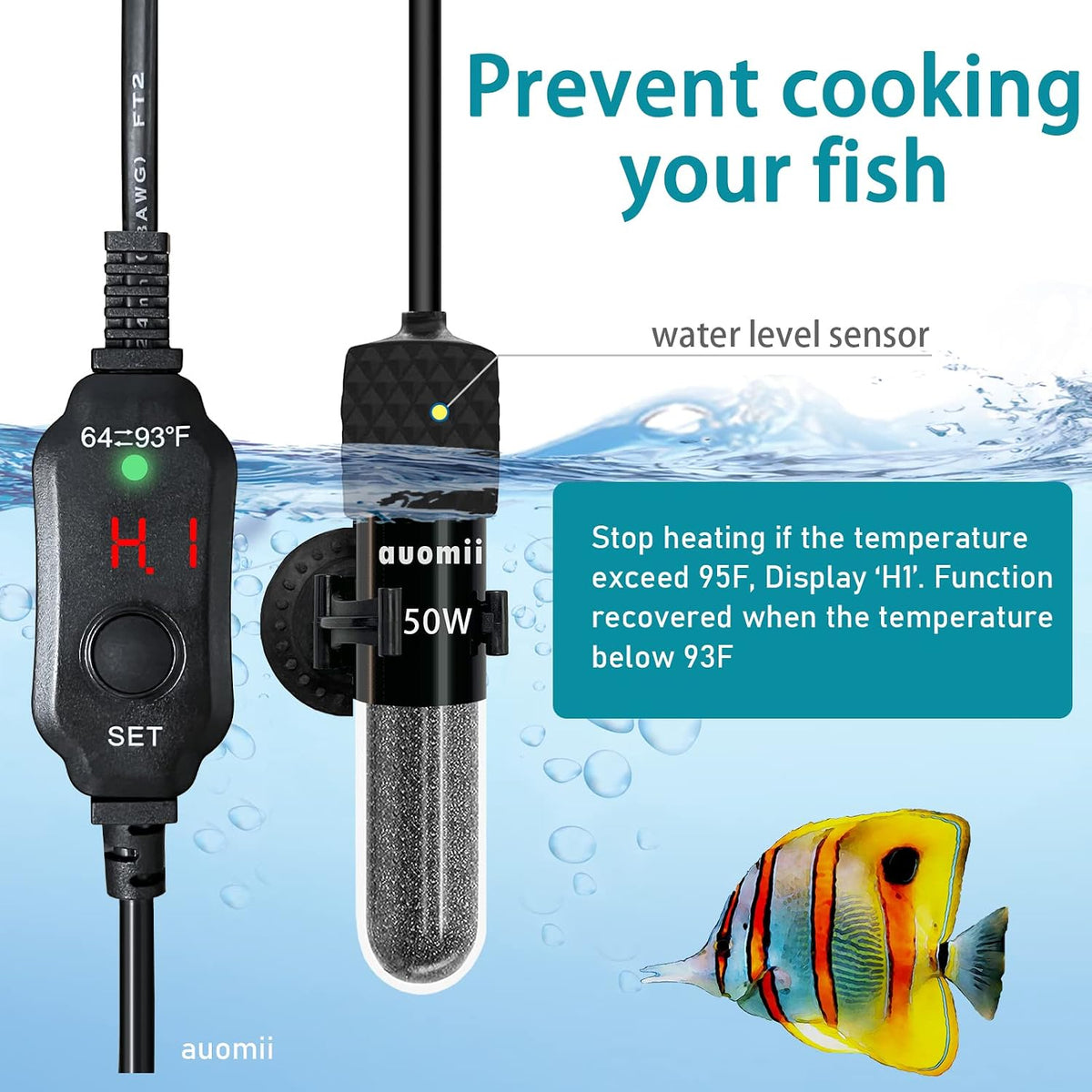 USB 10W Mini Submersible Aquarium Heater Adjustable Fish Tank Heater – Essentials for Fish - 50 Watts - image 2