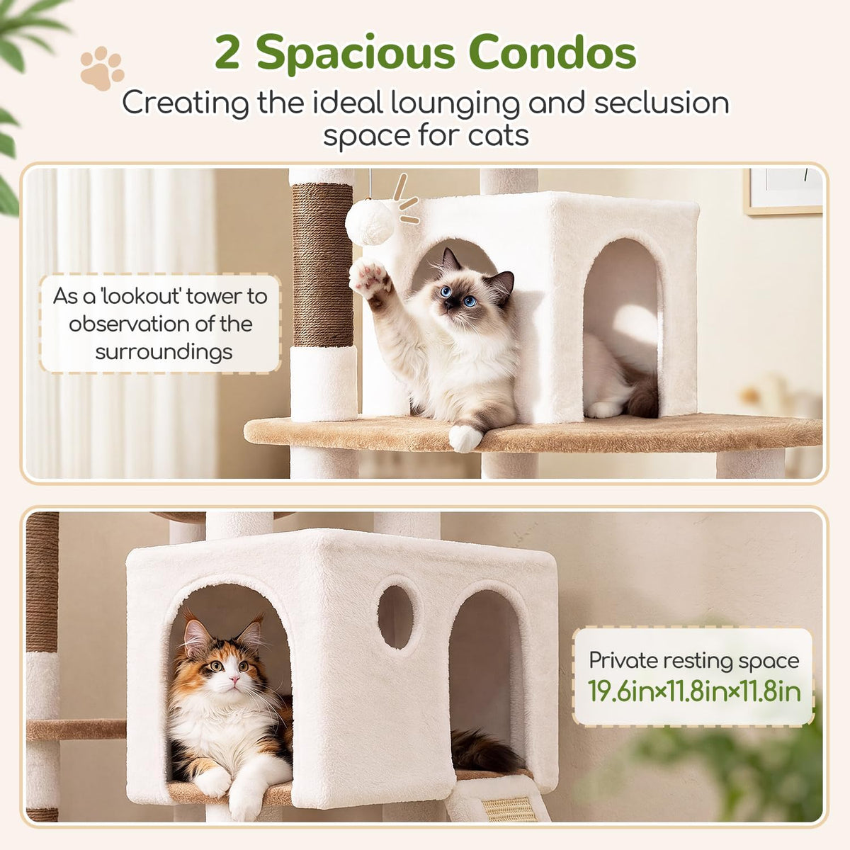 Globlazer F70 Pro Heavy Duty Cat Tree Tower for Indoor Cats Large - Brown White / XL - image 3
