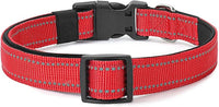 Reflective Dog Collar Padded with Soft Neoprene Breathable Quick Release Basic Dog Collars for Medium Large Dogs Red Boy Girl