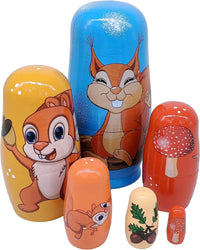 Konrisa set of six hand painted wooden unicorn nesting dolls