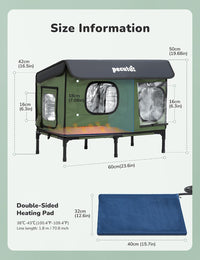 Pecute Insulated Weatherproof Outdoor Cat House with Cat Heating Pad – Essentials for Cats - Large ( 25.5"L x 16.9"W x 18.5"H ) - image 3