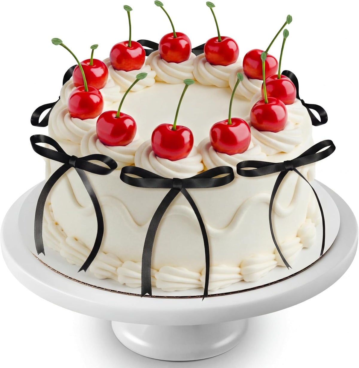 Chunful fake cherry cake toppers with red polyester bows - view 9