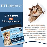Pet Ultimates Probiotics for Cats – 20-Species Cat Probiotic Powder to Treat Diarrhea, Vomiting, Digestive Support & Cat Antibiotics Recovery – Cat Health Supplies (44 gr)