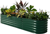 Vego garden Raised Garden Bed Kits, 17" Tall 9 in 1 8ft X 2ft Metal Raised Planter Bed for Vegetables Flowers Ground Planter Box-British Green