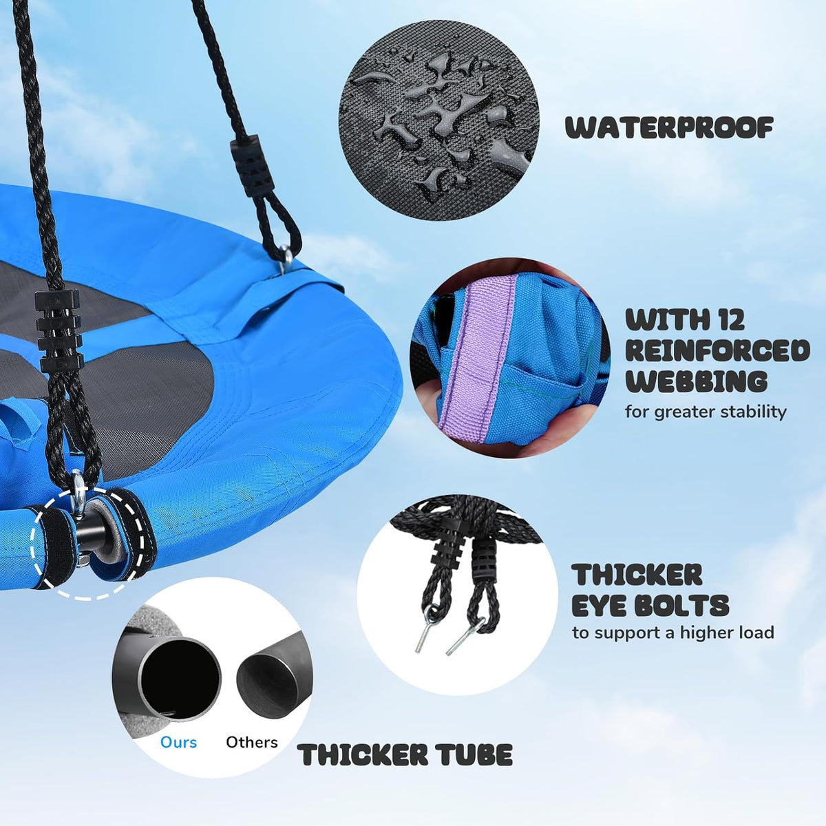 Trekassy 40" Saucer Tree Swing - Blue - image 4
