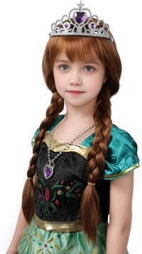 MUPUL kids long black braided wig with bangs for Halloween costumes