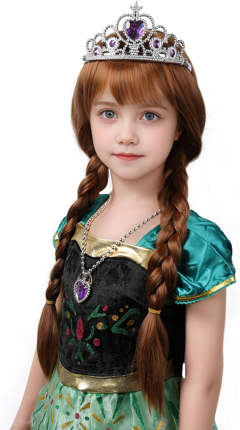 MUPUL kids long black braided wig with bangs for Halloween costumes