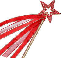 Lovelyshop Crystal Metal Star Fairy Wand with Ribbon - Ture Red