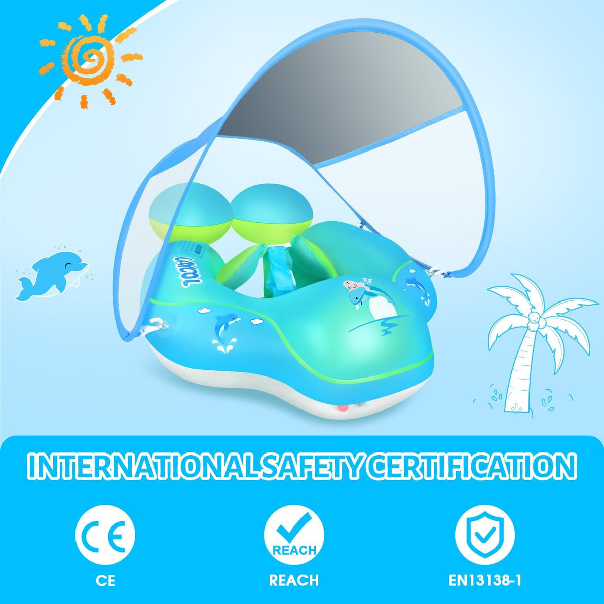 Baby Pool Float with Canopy UPF50+ - Baby Blue / Small - image 2