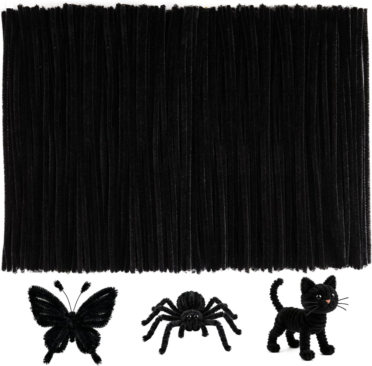 Black Pipe Cleaners for Crafts, Craft Supplies, Arts and Crafts - Black