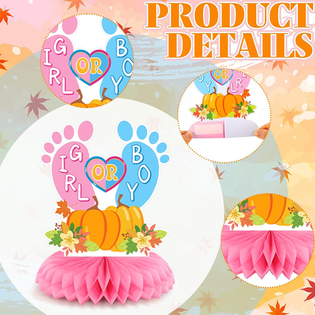 Yuntau Thanksgiving honeycomb centerpieces with pumpkin and gnome designs - view 36