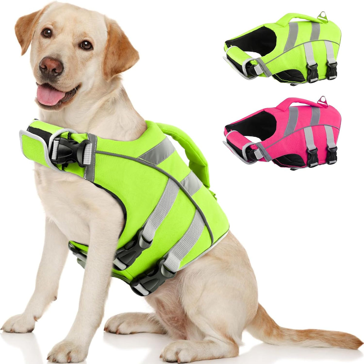 Kuoser Reflective Dog Life Jacket - M (Chest Girth:20.5-25.2'') / Green