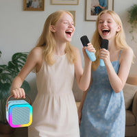 Karaoke Machine for Kids, Portable Bluetooth Speaker with 2 Wireless Microphones, 1 Disco Ball - blue - image 3