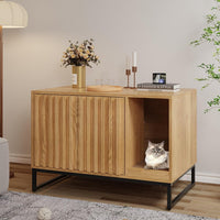 Litter Box Enclosure, Modern Cat Litter Box Enclosure Furniture Hidden Litter Box with Scratch Pad - Natural / 31.5"L x 20"W x 22"H