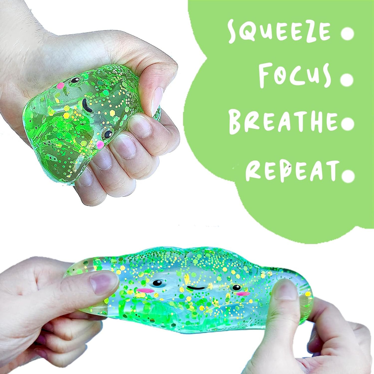 Premium Cloud Squishy Toy, Glow in the Dark Stress Ball - Green - image 4