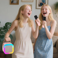 Karaoke Machine for Kids, Portable Bluetooth Speaker with 2 Wireless Microphones, 1 Disco Ball - pink - image 4