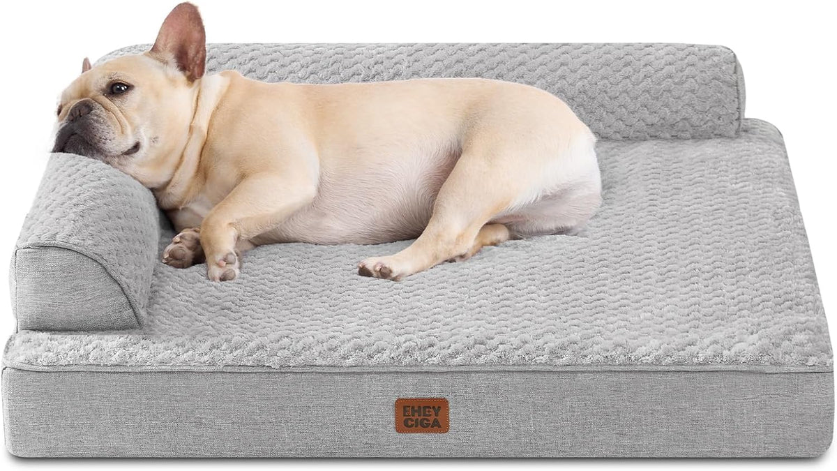 EHEYCIGA Orthopedic Dog Bed Medium Size, Memory Foam Dog Bed - Grey / 30.0"L x 20.0"W x 6"Th
