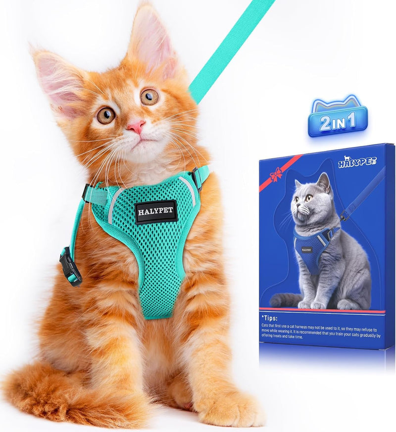 Cat Harness and Leash Set [ MAX Safety Third Generation ] Escape - H200 Pro Green / X-Small (4-6lb)