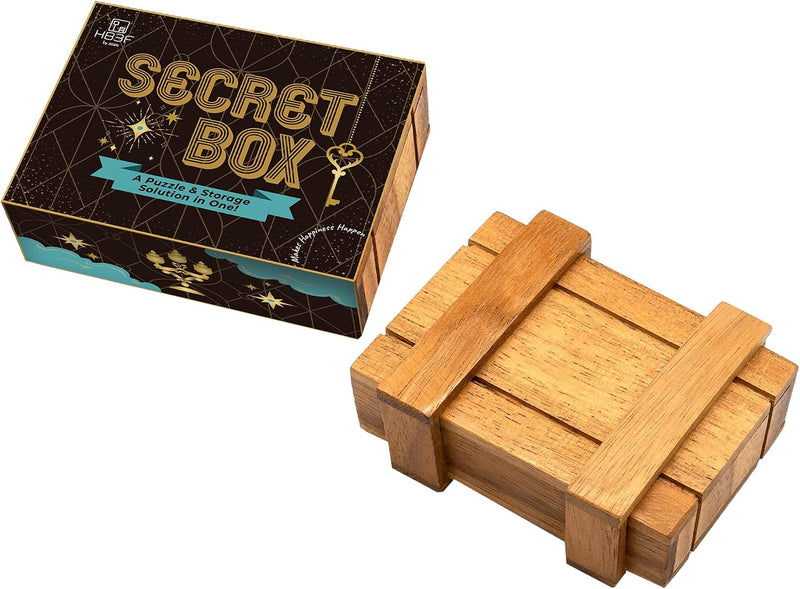 BSIRI Wooden Secret Money Puzzle Box Brain Teaser with Hidden - Carded Secret Box