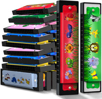 Wholelovein kids harmonicas, 20 colorful double row harmonicas with cartoon animal prints - view 2