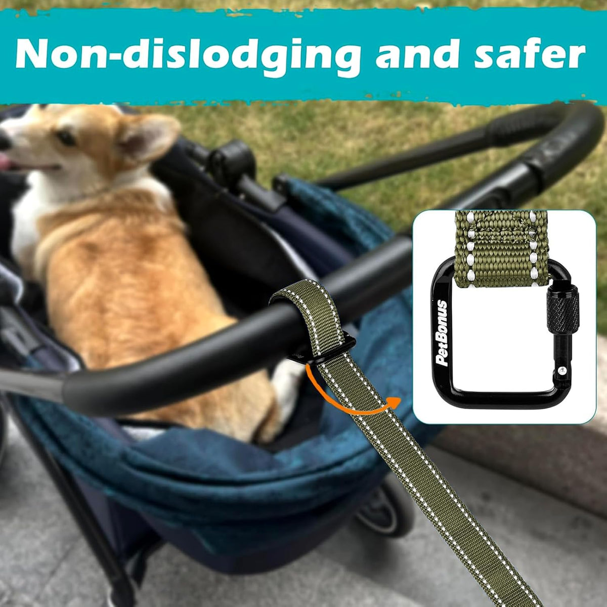 PetBonus Dog Leash Wrist Strap with Lockable Clip for Dog Retractable - Army Green / 1 Pack - image 2