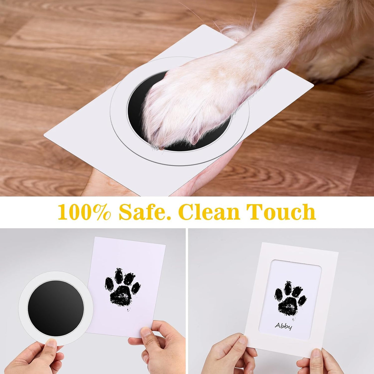Nabance Inkless Paw Print Kit for Dogs, Cats - Black / 3-Pack - image 2