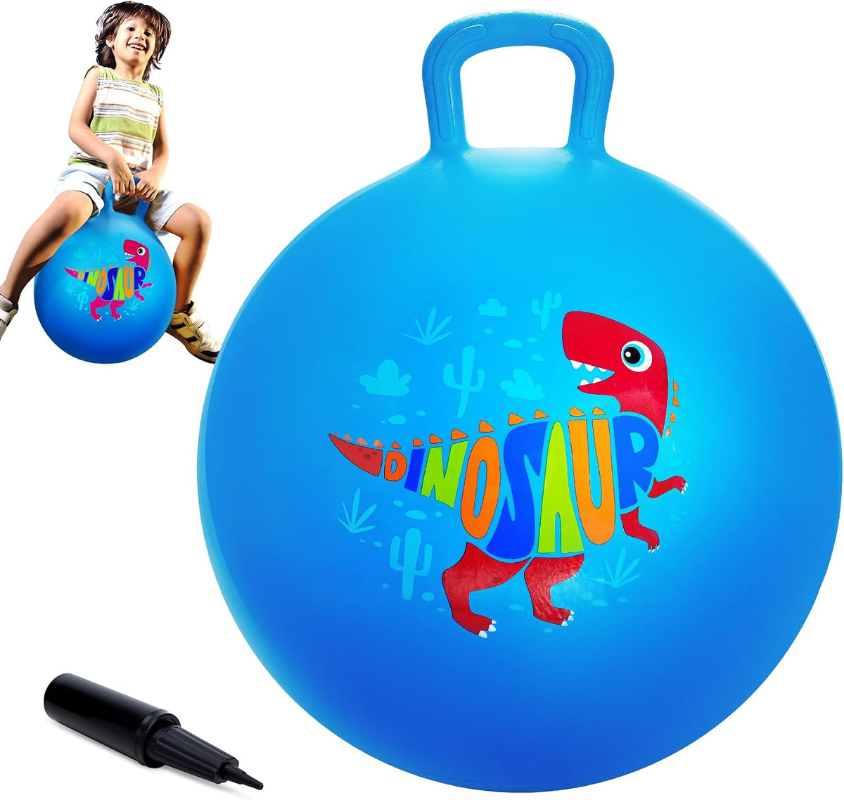 ZOOJOY 18 inch blue dinosaur hopper ball for kids with handle - view 2