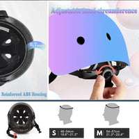 FOOKCIAN Kids Helmet,Toddler Skateboard Helmets for Ages 2-3-5-8-14 Years Boys Girls with Knee - PinkPurpleBlue / Medium: 20.47"-22.83" / 8-14 year - image 2