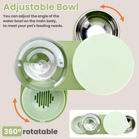 Automatic Cat Feeder Stainless Steel Water Dispenser Gravity Food - Green - image 4