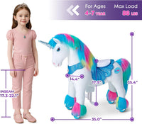 PonyCycle rainbow ride-on unicorn for toddlers with plush body, handlebars and hand brake - view 9