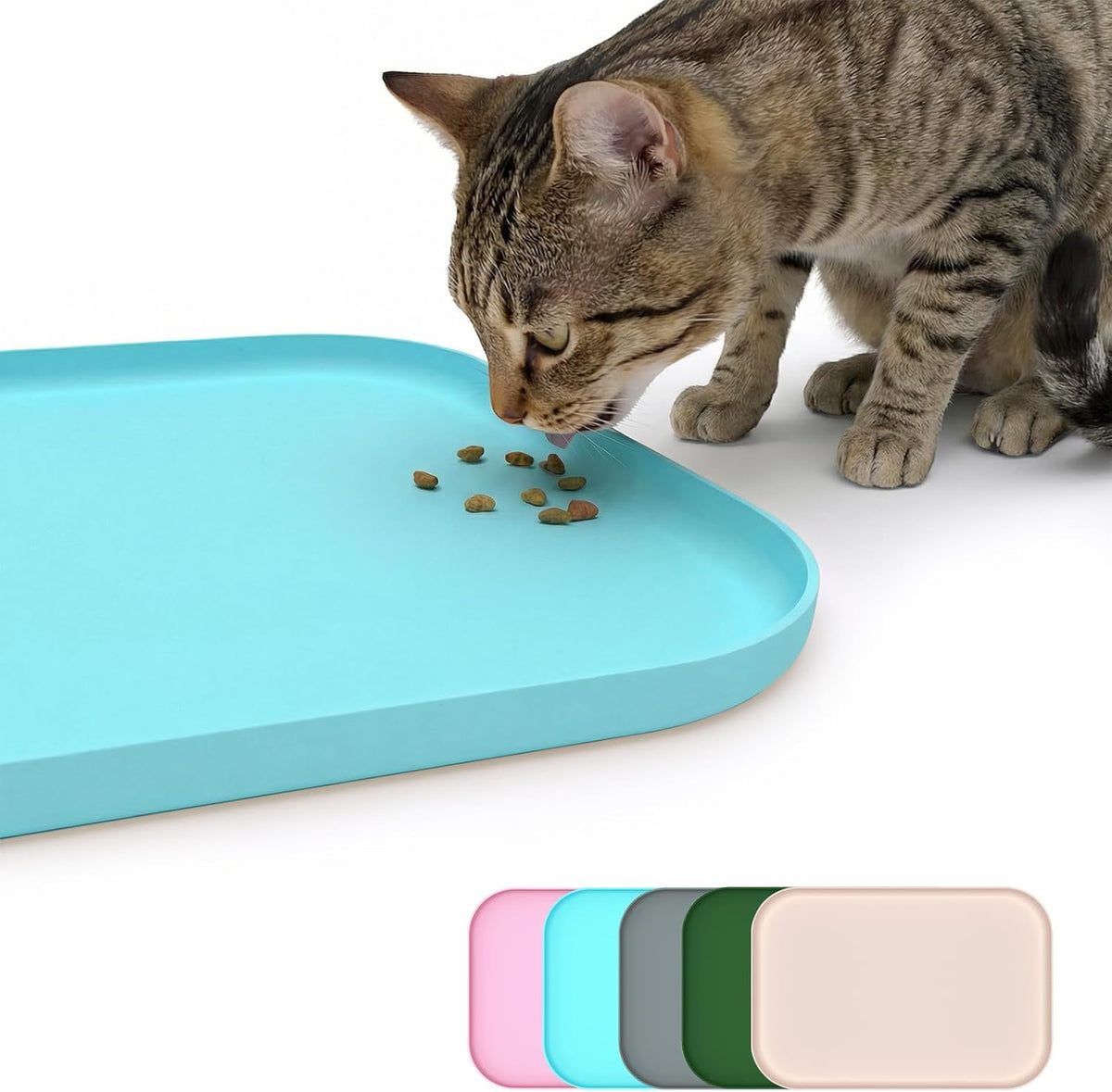 Non-Slip Silicone Dog Food Mat for Food and Water - 45 x 30 cm / Blue