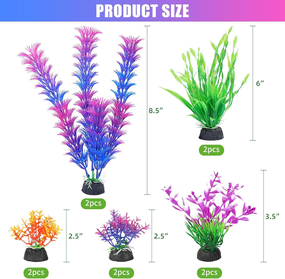 AQUANEAT Artificial Fish Tank Plants - Purple Multi - image 3