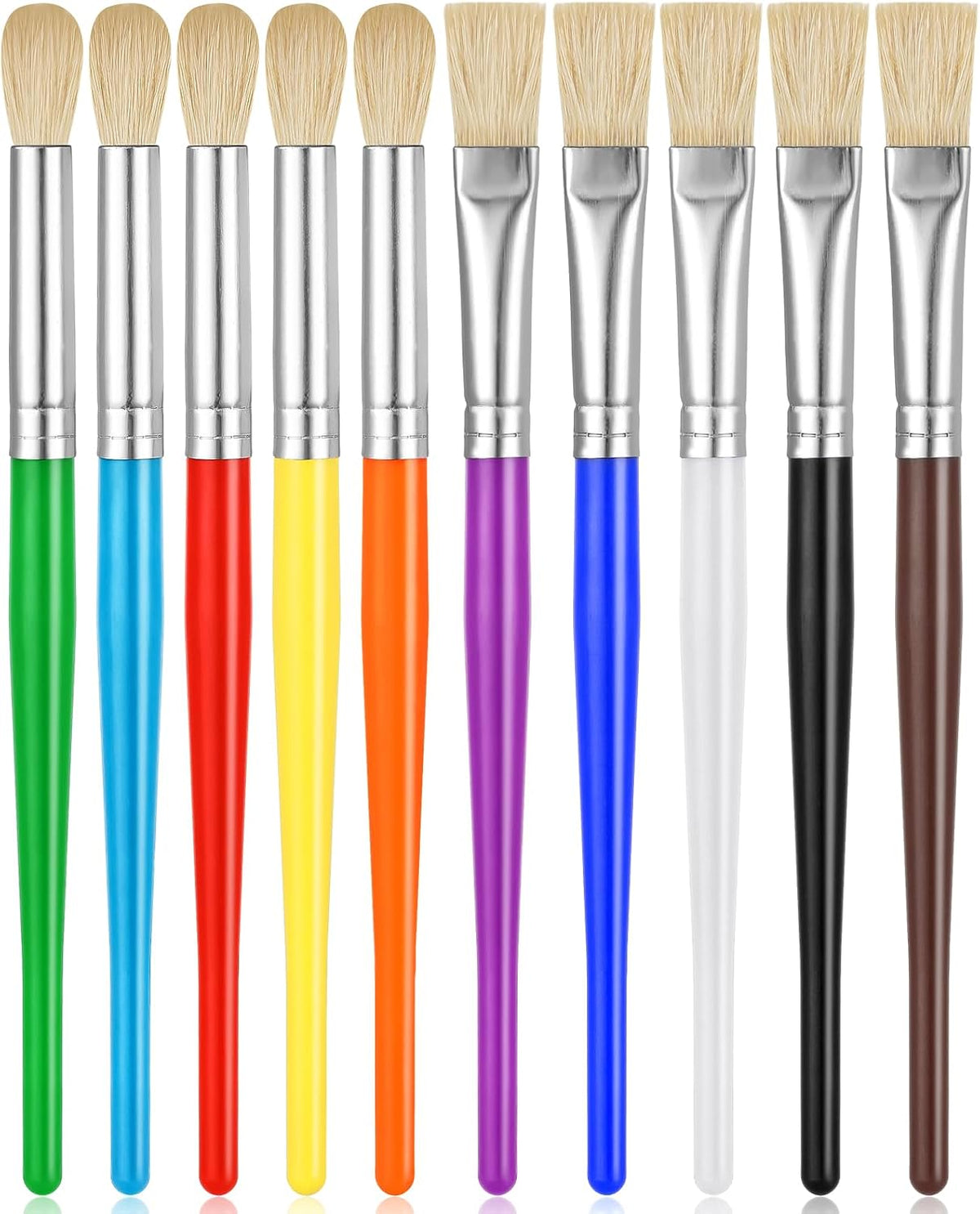YGAOHF 22 piece toddler paint brushes with round and flat tips and bright handles - view 3