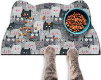 Cat Food Mats for Floor, Dog Pet Water Bowl Feeding Placemats for Food and Water Grey 17.7 * 9.8 - Grey / 23.6"L x 13.7"W