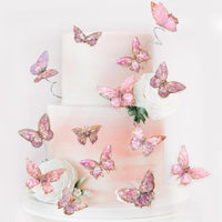 30Pcs 2D Waterproof Swallowtail Butterfly Cake Topper Transparent - Not Edible / Colorful Pink - image 2